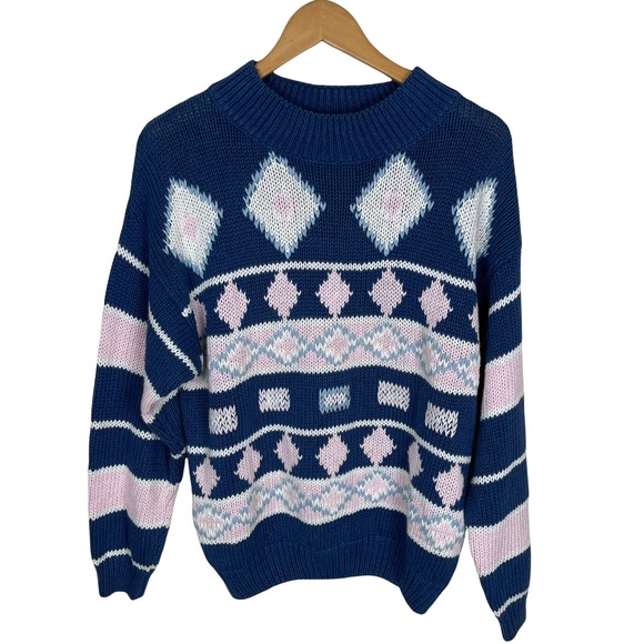 Nuovo Industriale Sweaters - Vintage Nuovo Indistriale Diamond Sweater Rammie‎ & Cotton Blend Size Med…